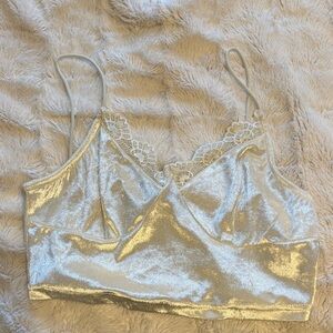 SHEIN White Shimmery Lace-Trim Cami